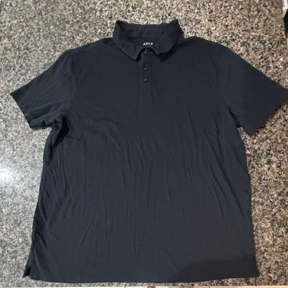 Apt. 9 Mens Premier Flex Polo Shirt XXL Black Short Sleeve 100% Cotton